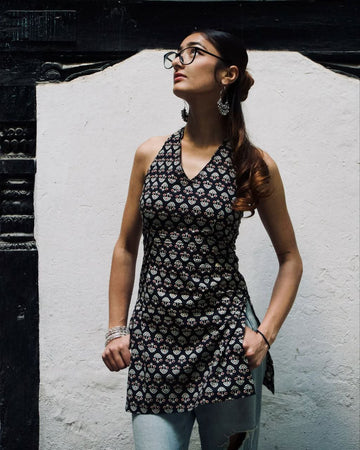 GULAB HALTER NECK KURTI