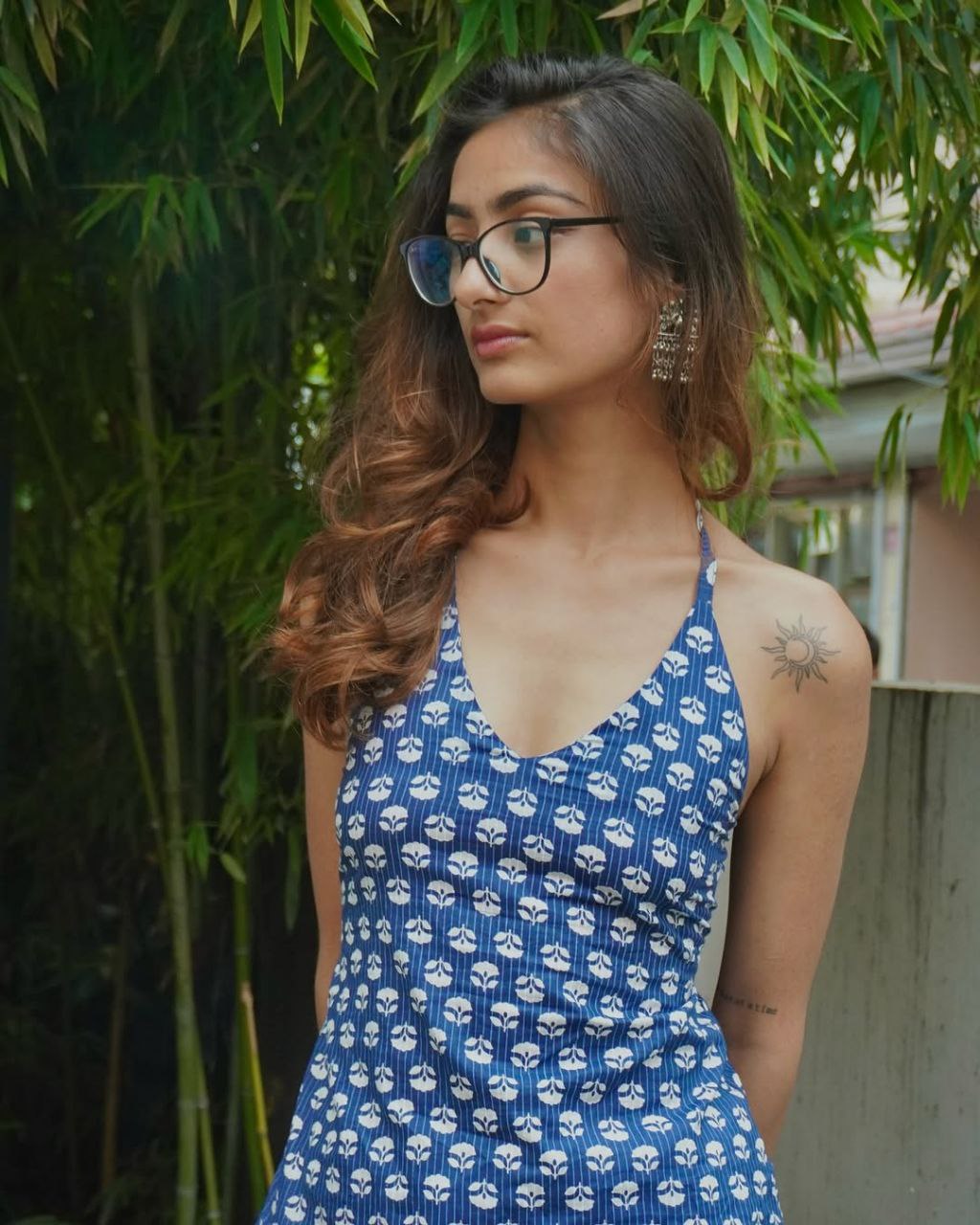 AMIRA BLUE BLOSSOM HALTER NECK TOP