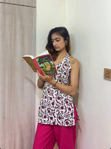 SARAH FLORAL HALTER NECK KURTI