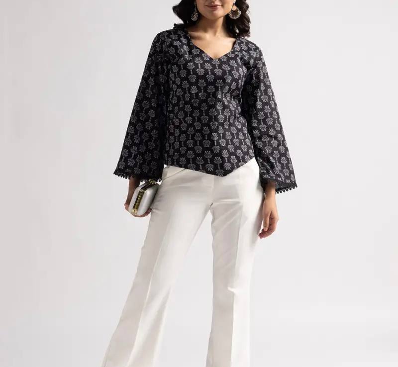 ZEHRA BLACK BLOCK PRINT KURTI