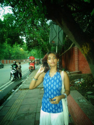 WHITE LEAF HALTER NECK KURTI