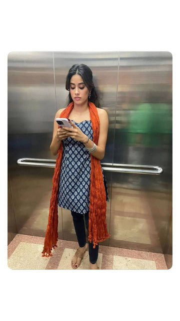 KHUSHI INDIGO BLOCK PRINT STRAIGHT KURTI